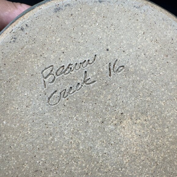 Beaver Creek Pottery Heavy Drip Glaze Dish Bowl With Handles Signed Stoneware - Picture 3 of 11